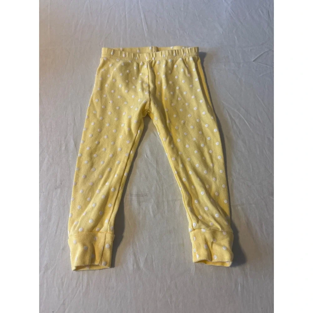 Carter's‎ Pajama Pants Baby 12M Yellow Polka Dot Excellent Snug Fit Cotton PJs